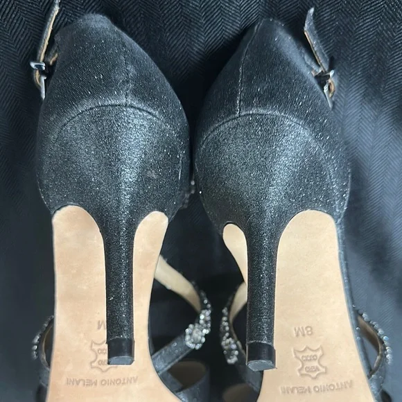 Silver Strappy 3” Heels with rhinestone straps Antonio Melani - Picture 8 of 11